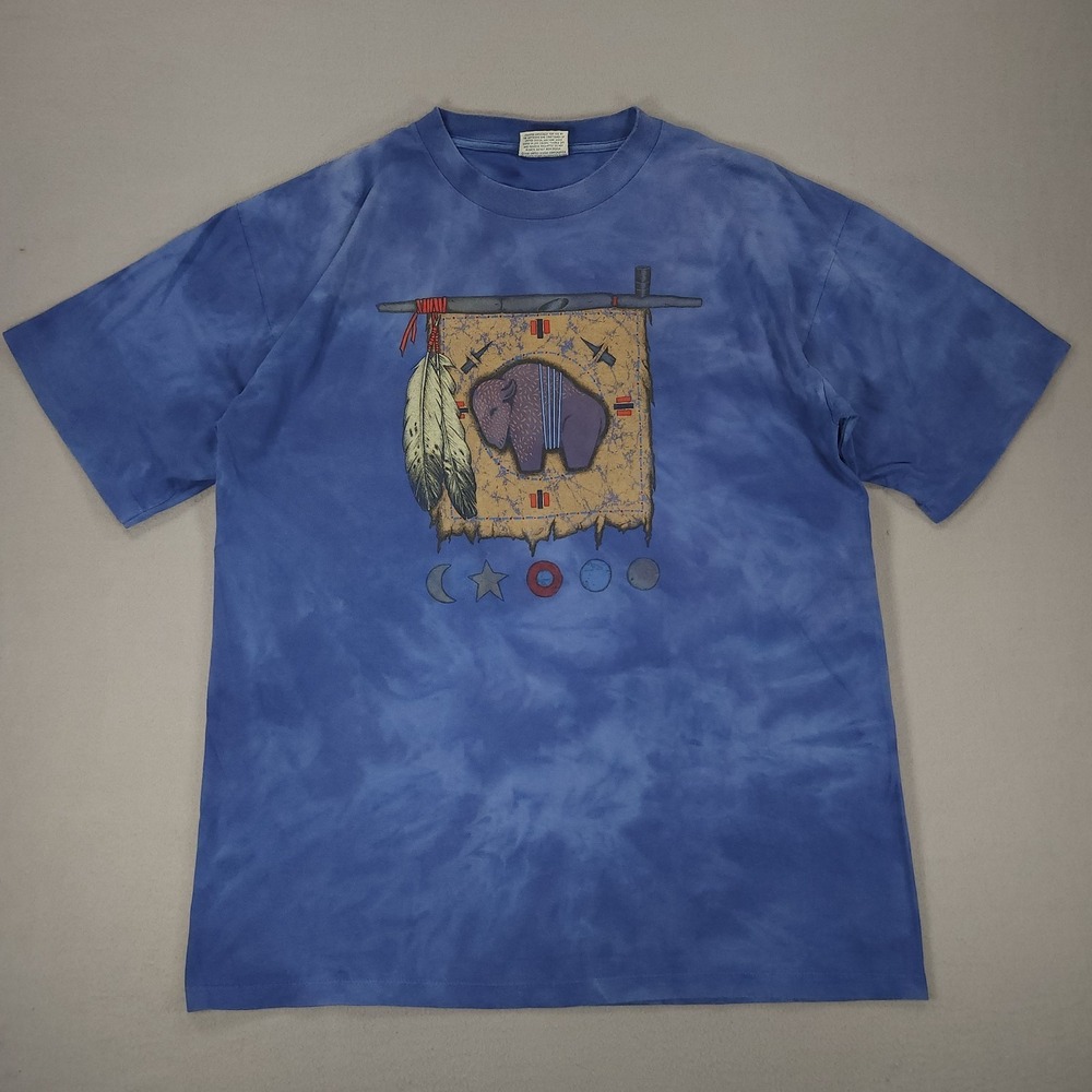 VTG Soft Goods Shirt Mens XL Tie Dye Native Nature Graphic Buffalo Single Stitch